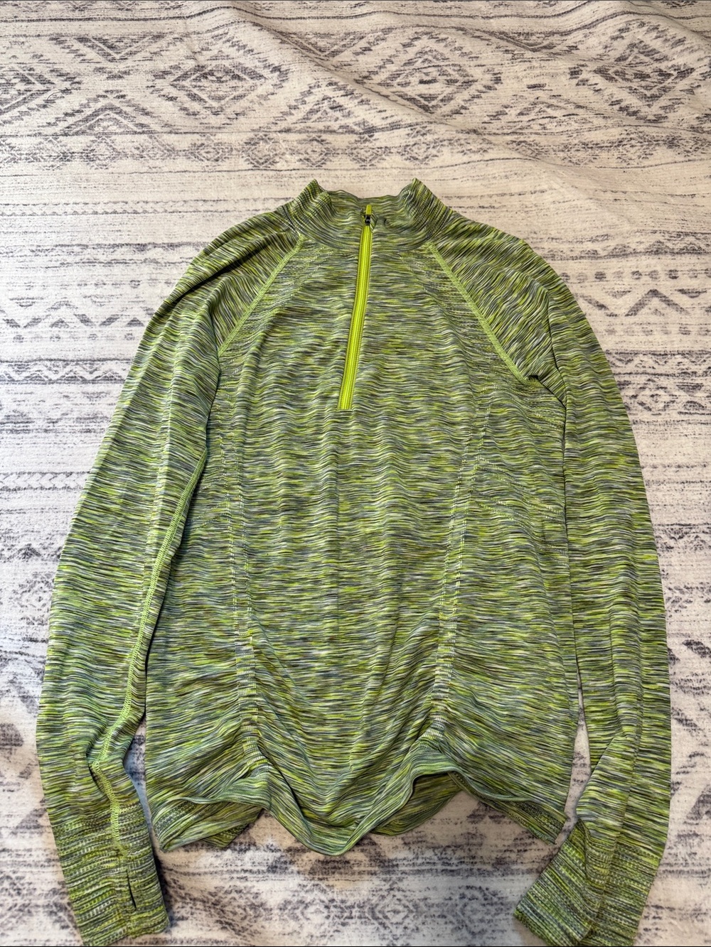 Athleta Marled Lime Green Striped Active Top